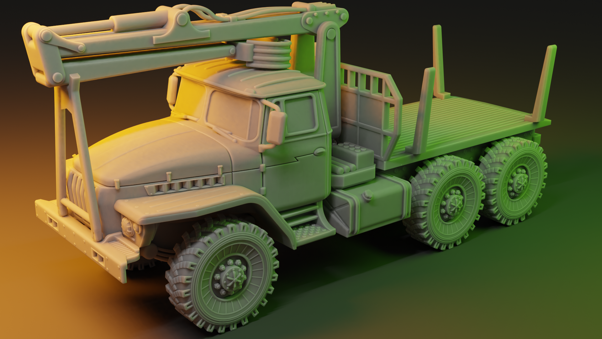 Ural Russian Wood transport truck. Log transporter